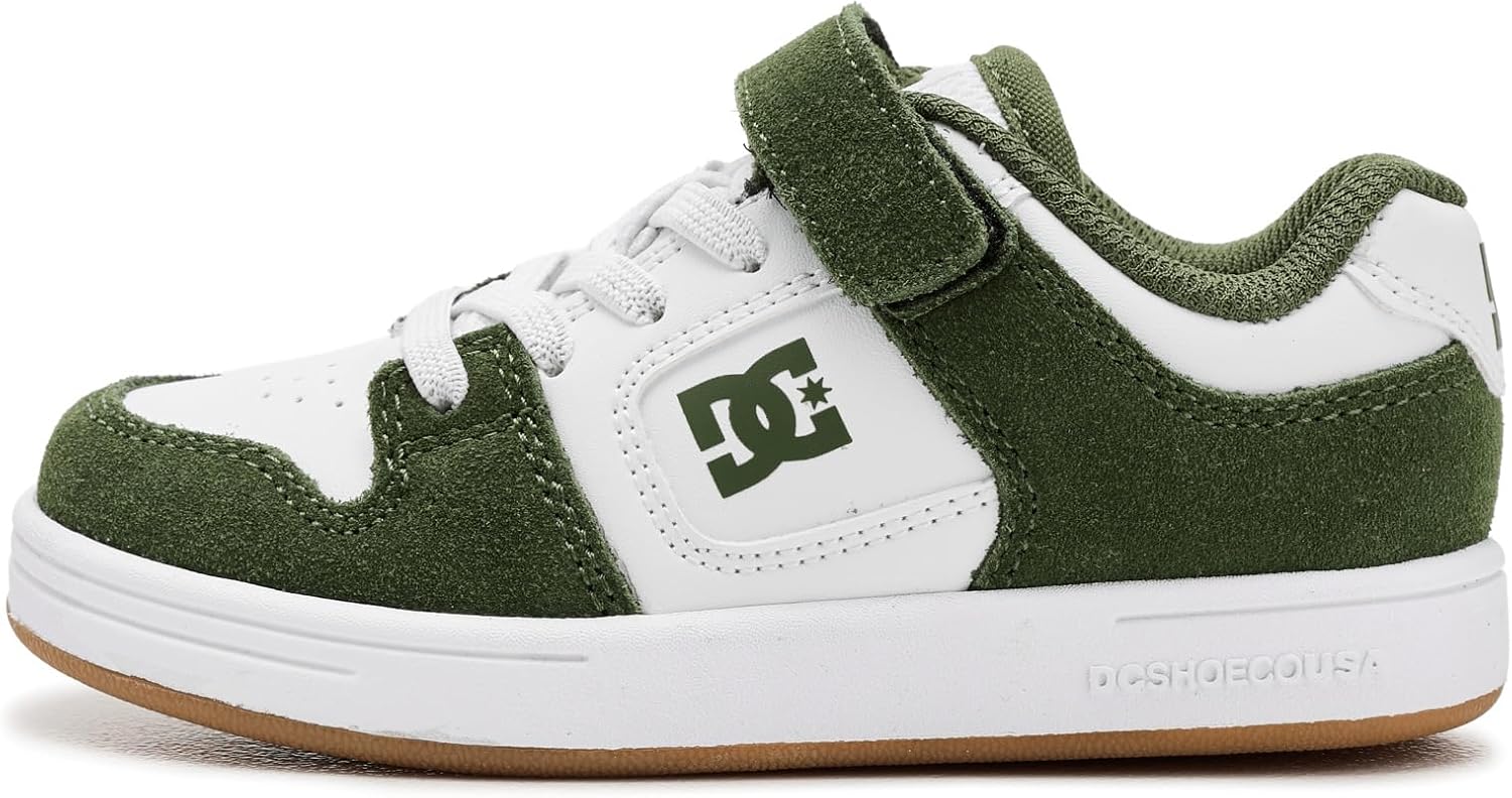 DC Manteca 4 V (Little Big Kid) Skate Shoe, Olive/White/Gum, 11 US Unisex