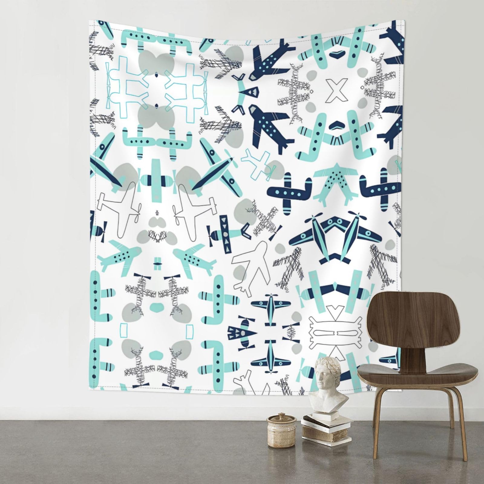 HJFCZH Airplane Prints Wall Tapestry 60x51in – Artistic Home Decor Throw Blanket for Bedroom, Dorm, Beach & Picnic