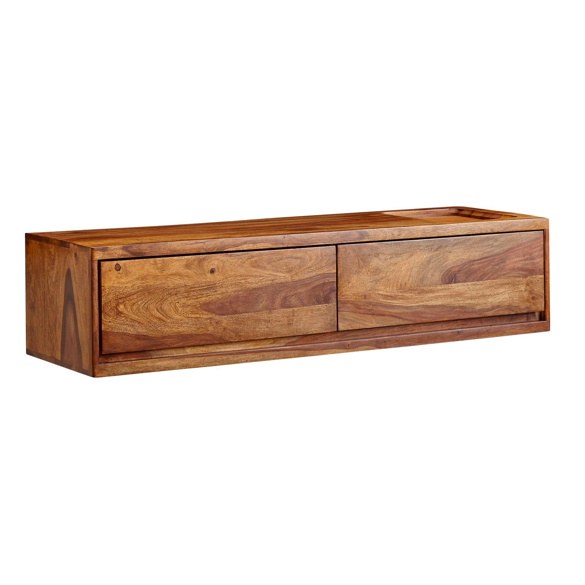 FineBuy Mueble TV Lowboard Colgante Mango Madera Maciza 108x25x34 cm Marrón | Soporte de TV de Diseño Moderno | Mueble de televisión de Pared