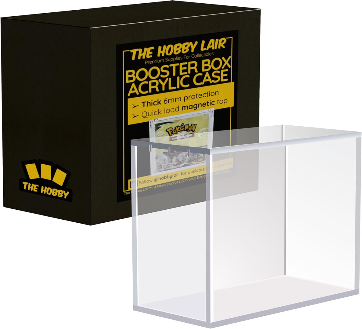 Deluxe Acrylic Case Compatible with English Pokemon Booster Boxes | Magnetic Easy Top Loading | Thick 6mm Protection