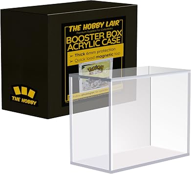 Deluxe Acrylic Case Compatible with English Pokemon Booster Boxes | Magnetic Easy Top Loading | Thick 6mm Protection