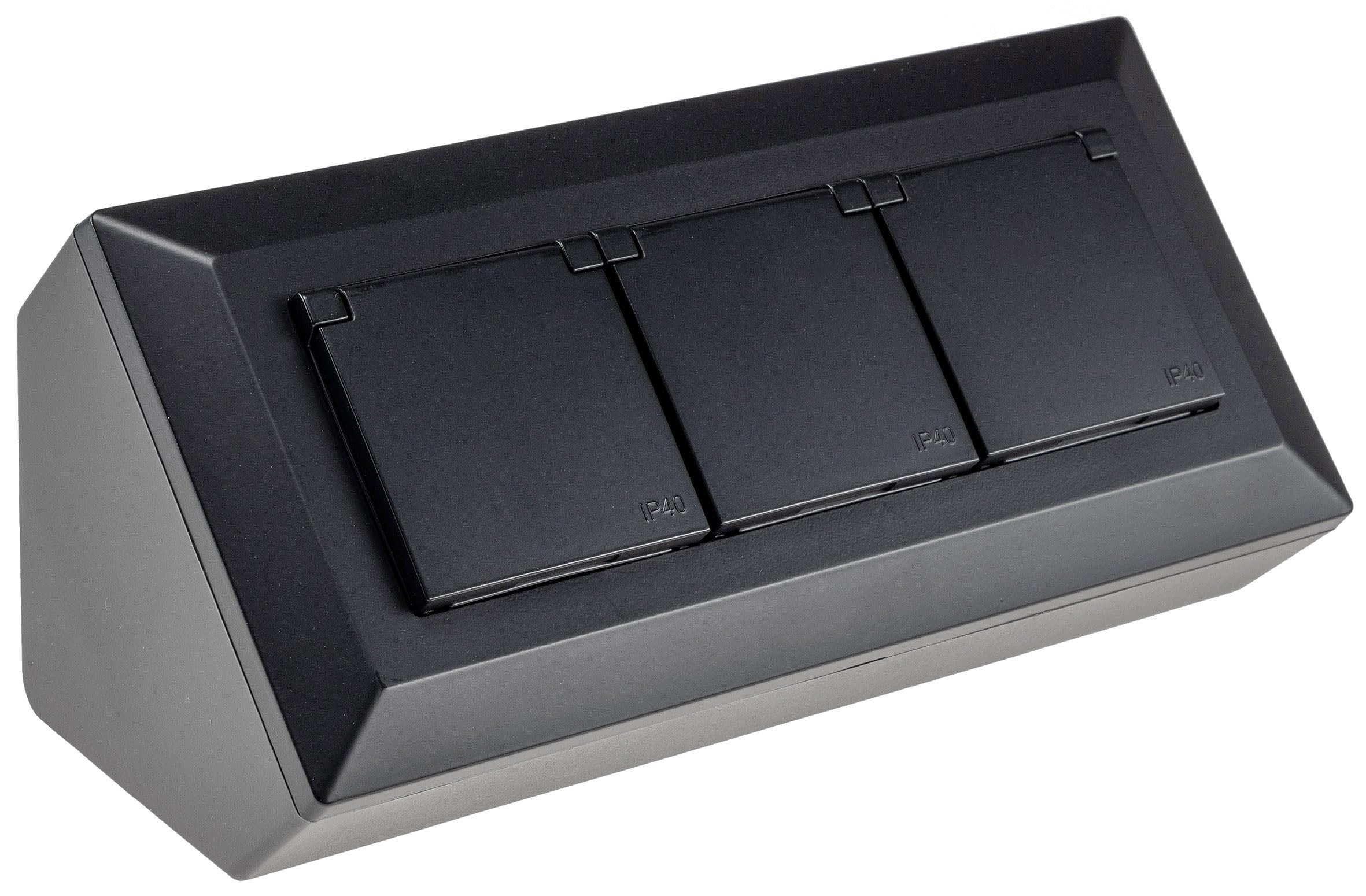 Blocco prese Presa multipla a 2 vie con coperchio incernierato USB-A USB-C PD Presa 230V per cucina ufficio officina nero