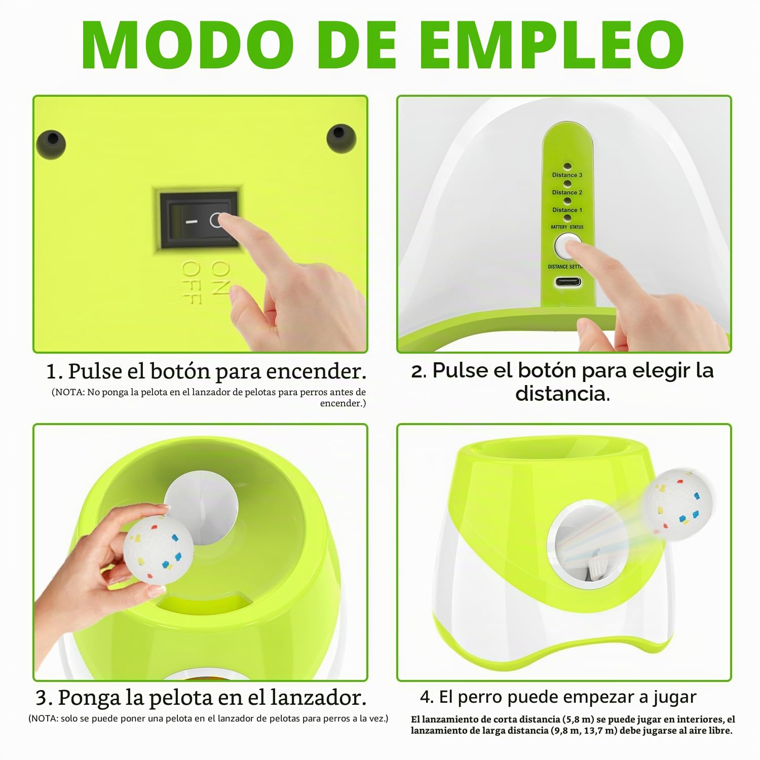 Máquina lanzadora de pelotas para perros, lanzador automático de pelotas con 3 distancias de lanzamiento de 6 a 14 m, juguete interactivo para perros pequeños, interior y exterior, con 3 mini