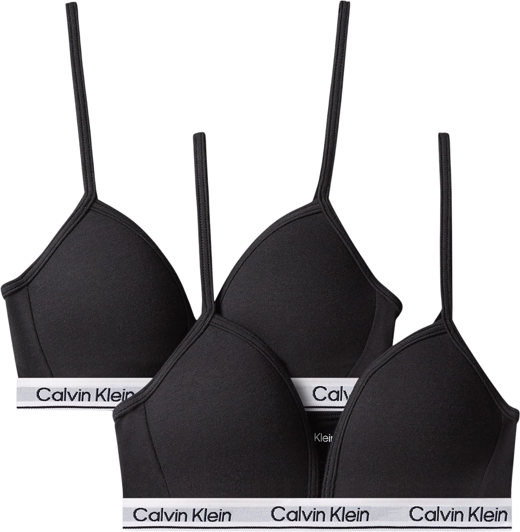 Calvin Klein Mädchen 2er Pack BH Bralettes Triangel, Schwarz (Pvhblack/Pvhblack), 10-12 Jahre