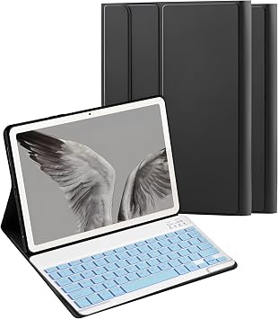 Keyboard Case for Google Pixel Tablet 11" 2023, 7 Colors Backlight Detachable Wireless Keyboard with PU Leather Cover Case,Blue