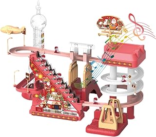 escalada do Papai Noel - Track SliEscadas Interior Brinquedo com Luzes LED Piscando 3 Minúsculo Papai Noel | Conjunto brinquedos musicais criativos confiáveis para Sritob