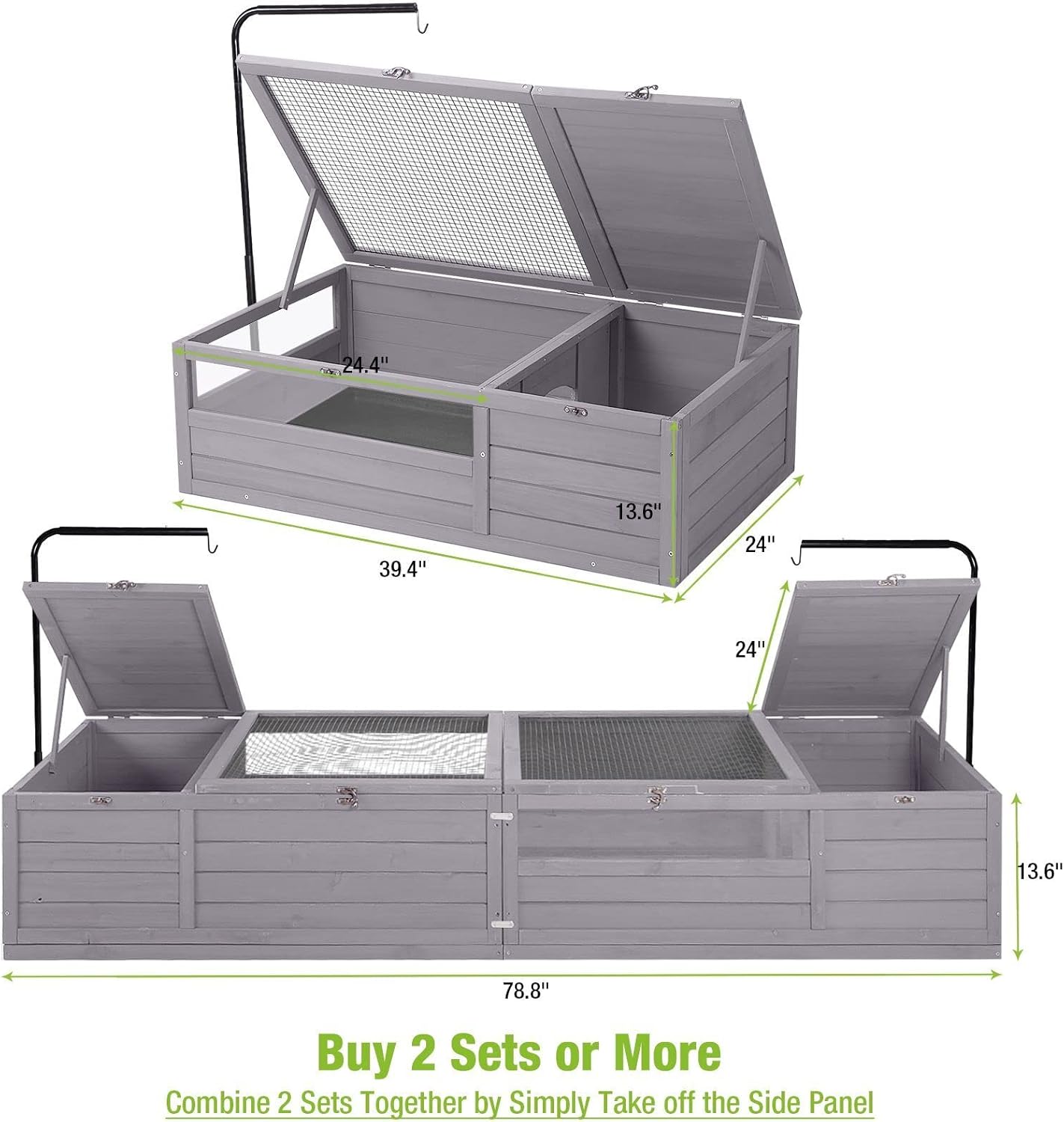 GUTINNEEN Tortoise Cage Large Tortoise Habitat with Light Support Frame, Indoor Turtle House, Outdoor Tortoises Enclosure for Small Animals