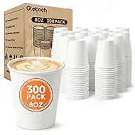 Glotoch 8oz Paper Cups 300 Pack, Disposable White Coffee Cups, Leak-Proof Bpa-Free Cups For Coffee, Tea Or Juice, Perfect For Home, Office, Parties Or Events