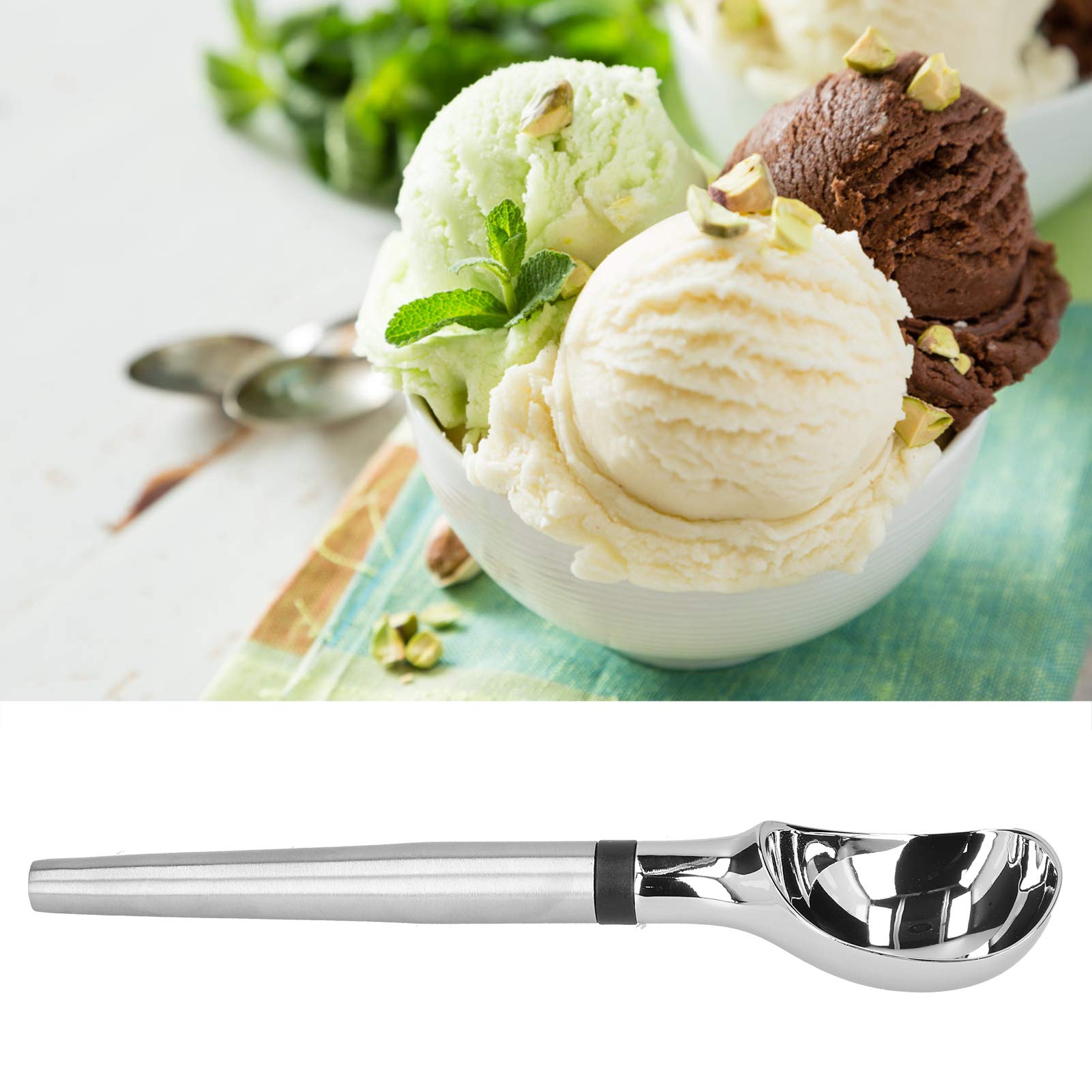 Tyenaza Cuillère à Glace En Acier Inoxydable Avec Gâchette - Forme De Pelle, Poignée Plastique (blanc, 8 Cm)