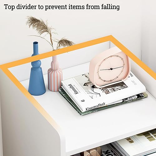 Miniatura 6 de Mesita de noche de madera con cajón de almacenamiento y estante abierto, moderna mesita de noche blanca lateral estrecha, mesita de noche alta para