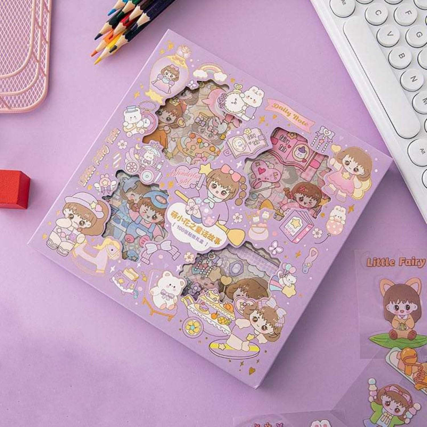 Careflection PVC School Girl Theme Kawaii Stickers 100 Sheets Cute