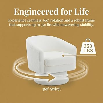 ROCITY Set of 2 Modern Swivel Accent Chair, White Sherpa