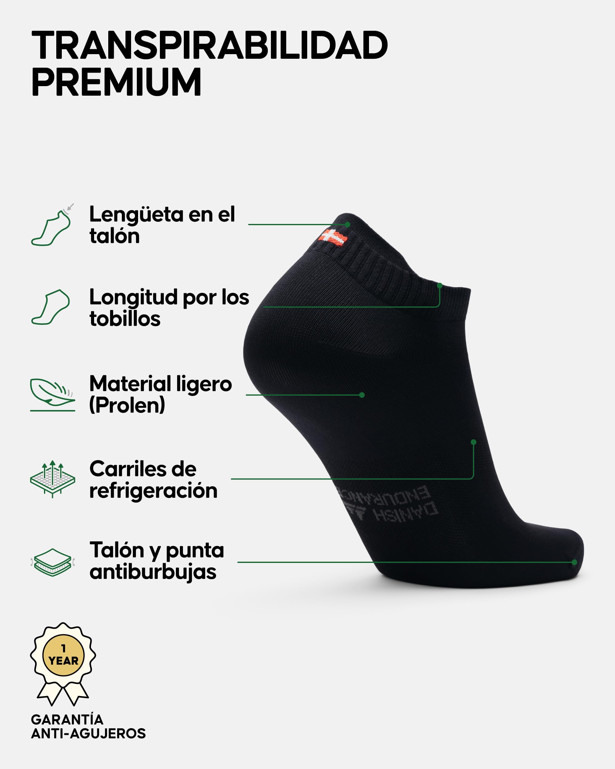 DANISH ENDURANCE Calcetines Cortos de Running, Calcetines Deportivos Antiampollas para Verano, Hombres y Mujeres, 3 o 5 Pares