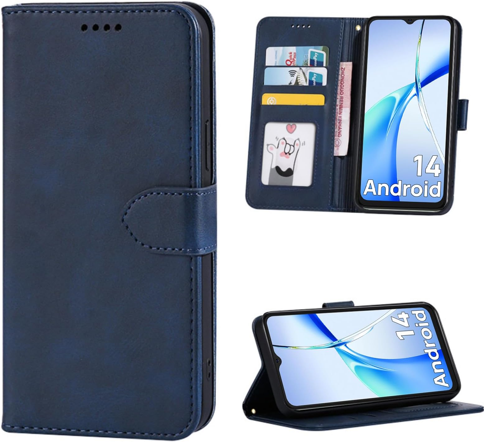 Case for Ulefone Note 21,Magnet Closure，Kickstand，Card Slots PU Leather Folio Mobile Phone Case with Leather Wallet Book Flip Folio Stand View Cover,Blue