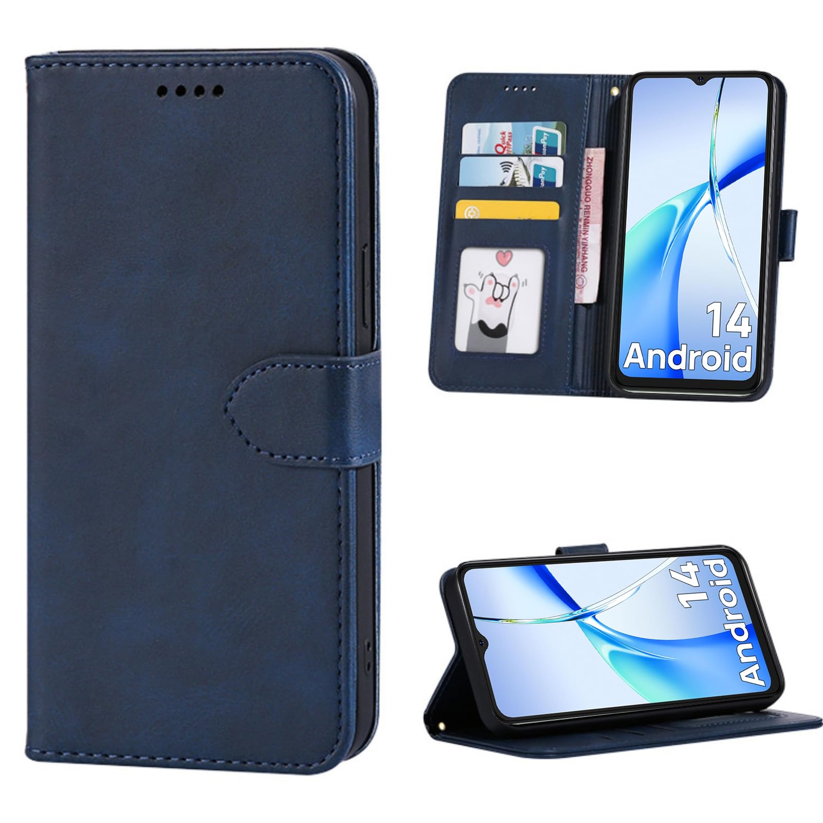 Case for Ulefone Note 21,Magnet Closure，Kickstand，Card Slots PU Leather Folio Mobile Phone Case with Leather Wallet Book Flip Folio Stand View Cover,Blue