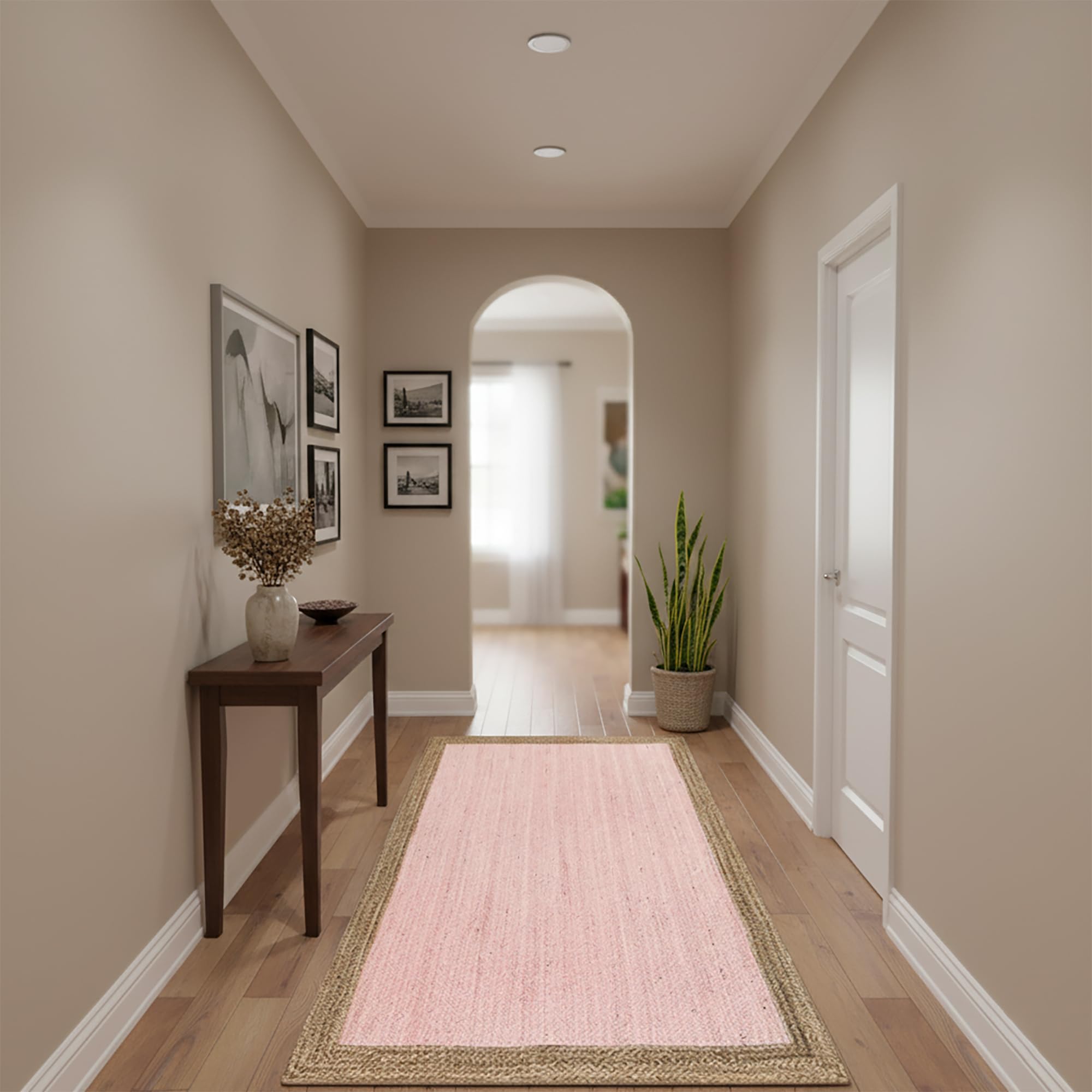 Tapis de couloir en jute naturel style ferme pour entrée et passage