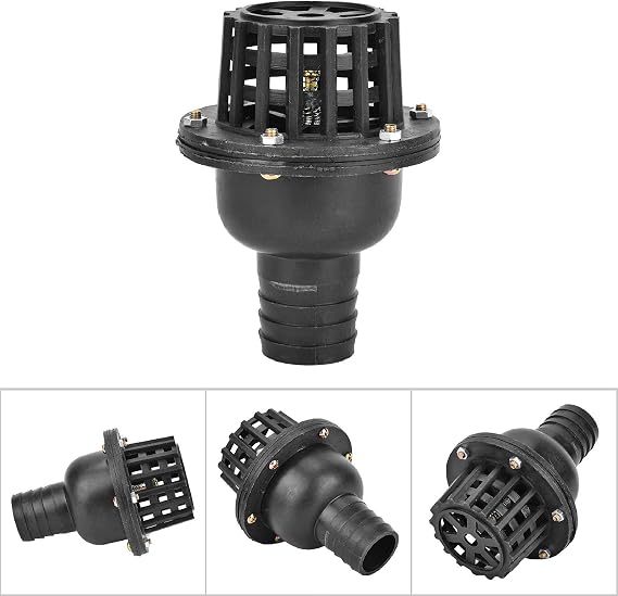 Foot Valve Black PVC Low Pressure Flat Check Bottom Valves Accessory Kit Used for Fluid Machine Shower Head 4 Sizes Multifunction (1.5in)