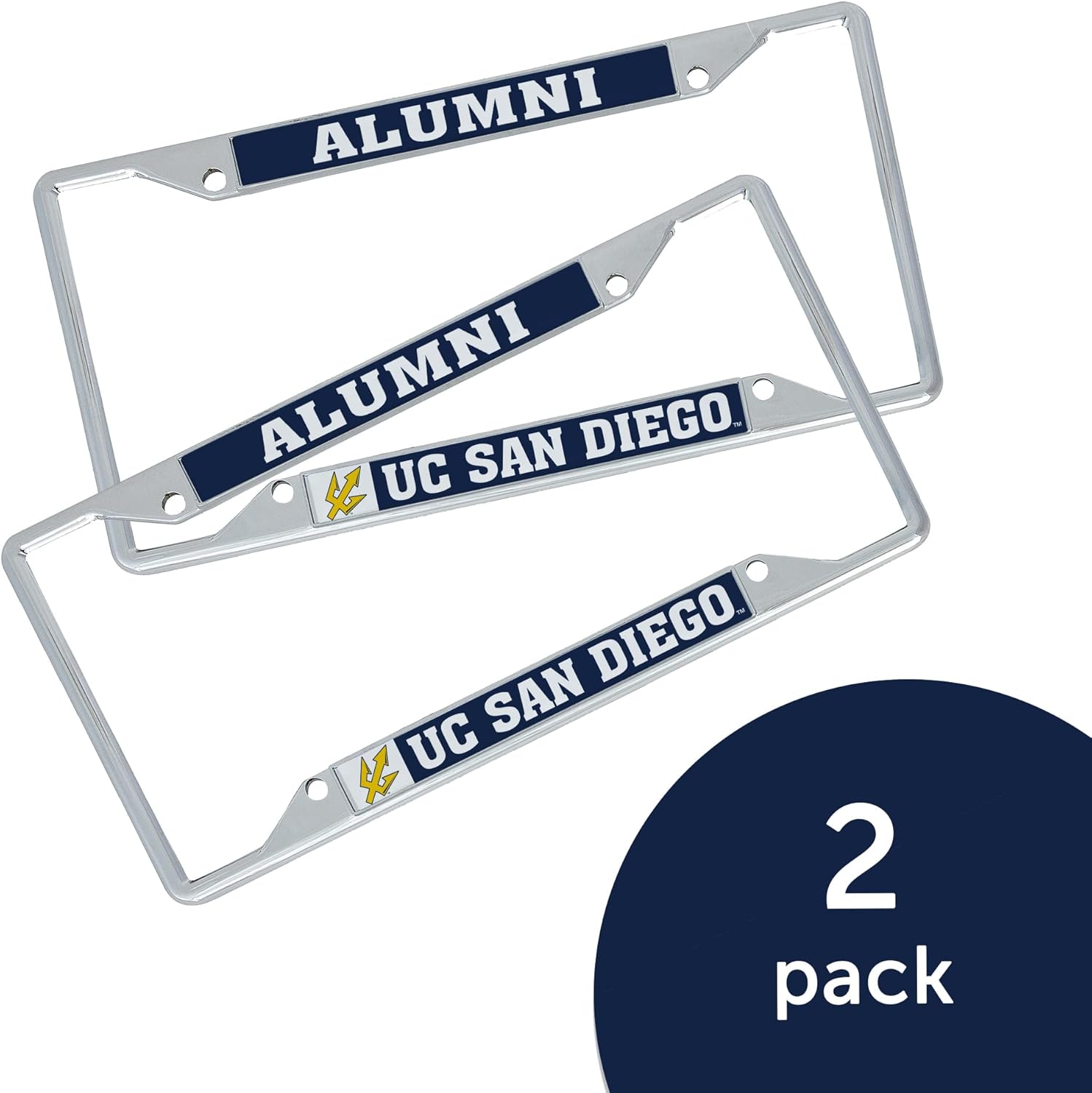 Desert Cactus University of California San Diego License Plate Frame Car Tag Holder for Front or Back of Car Officially Licensed Metal (Alumni Blue Background 2-Pack) - Image 2