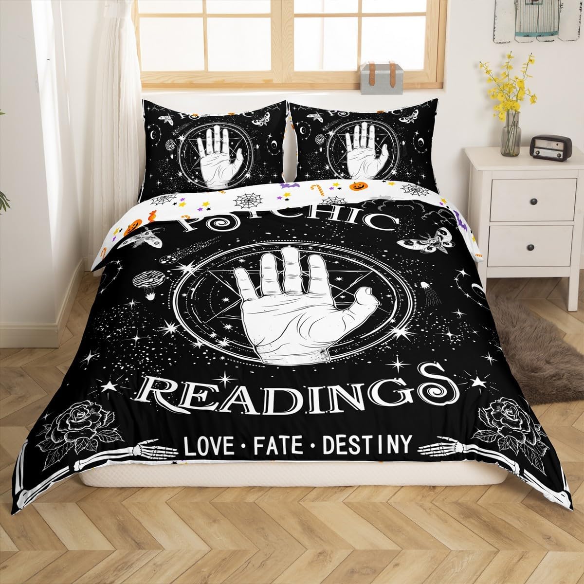 Halloween Bedding Sets Twin Size, Pumpkin Lantern Comforter Cover Spider Web Gothic Duvet Cover For Kids Boys Girls Women, Halloween Pumpkin Decor Bedspread Cover 2 Pieces With 1 Pillow Case, Black