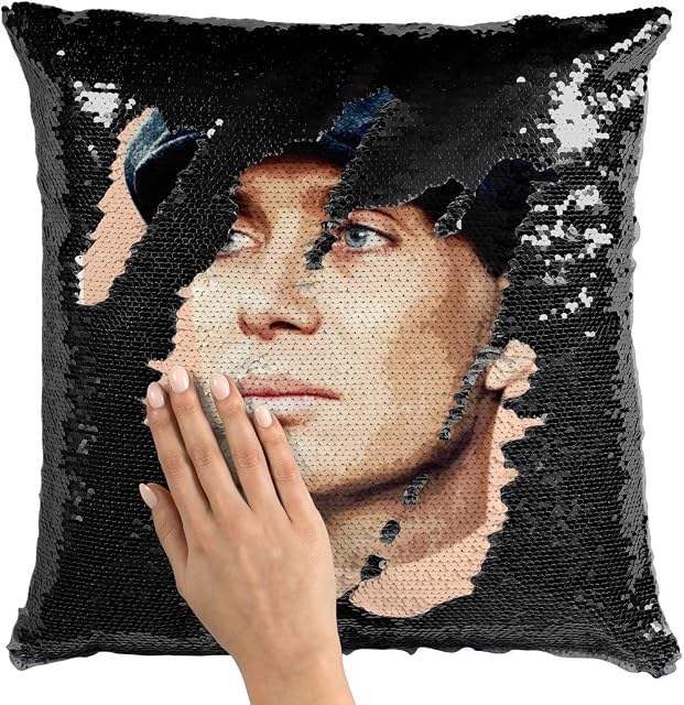 Thomas Shelby Reversible Sequin Cushion Cover, Pillowcase, Celebrity - Perfect Honeymoon, Birthday for the Whole Family. A Magic Peaky Blinders Tommy Shelby Pillowcover (Black Sequin)