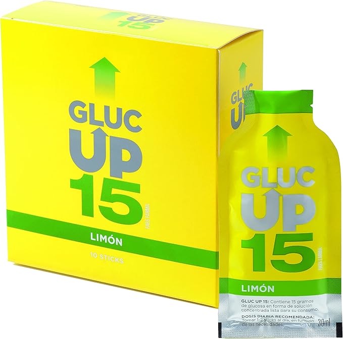 Gluc Up 15 - Complemento Alimenticio de Glucosa con Sabor Limón en Sticks