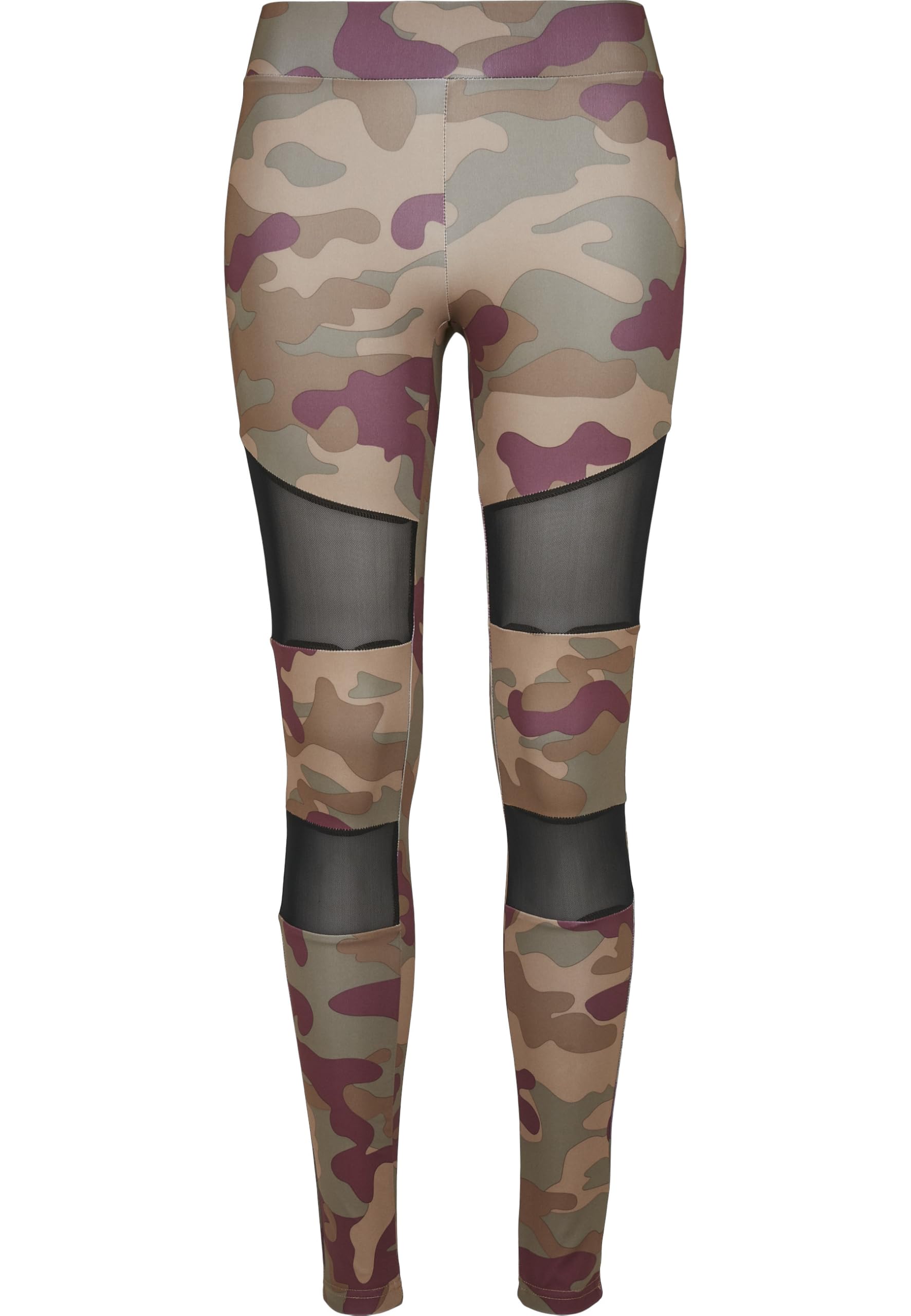 Urban Classics Women's Camo Tech Mesh Leggings, Sports Trousers for Women in Camouflage Look, Variations, Sizes XS - 5XL, Redwood Camo, XL