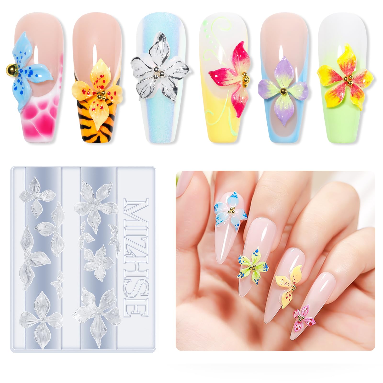 Amazon.com: MIZHSE 3D Nail Molds for Nail Art, 1PC Silicone 3D