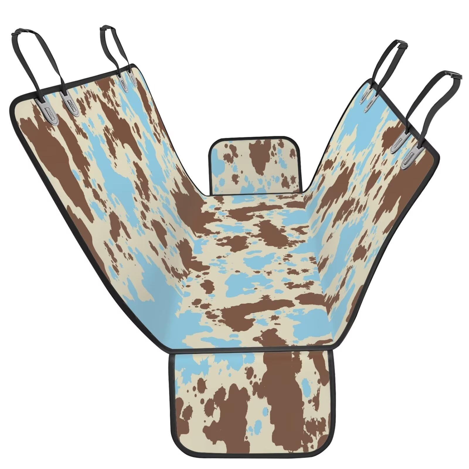 doginthehole Dog Car Seat Covers Cow Print Pet Car Seat Cover Protector Heavy Duty and Nonslip Pet Bench Seat Covers Dog Hammock for Cars, Trucks and