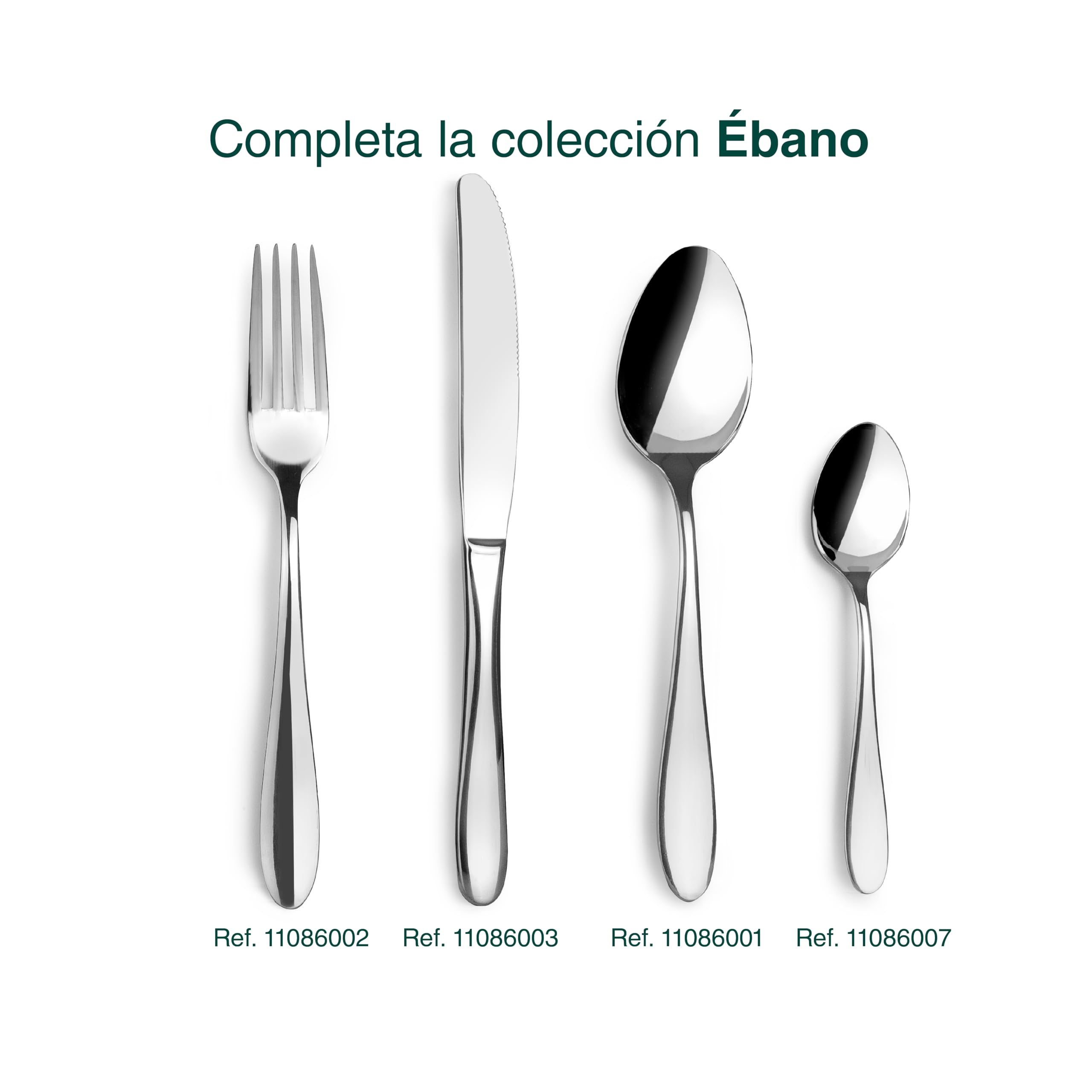 JAY - 11086002 - Pack de 12 Tenedores de Mesa, Colección Ébano, 205 mm, Acero Inoxidable 18/10, Espesor 3 mm, Equilibrio y Estilo para Uso Profesional, Fabricado en España