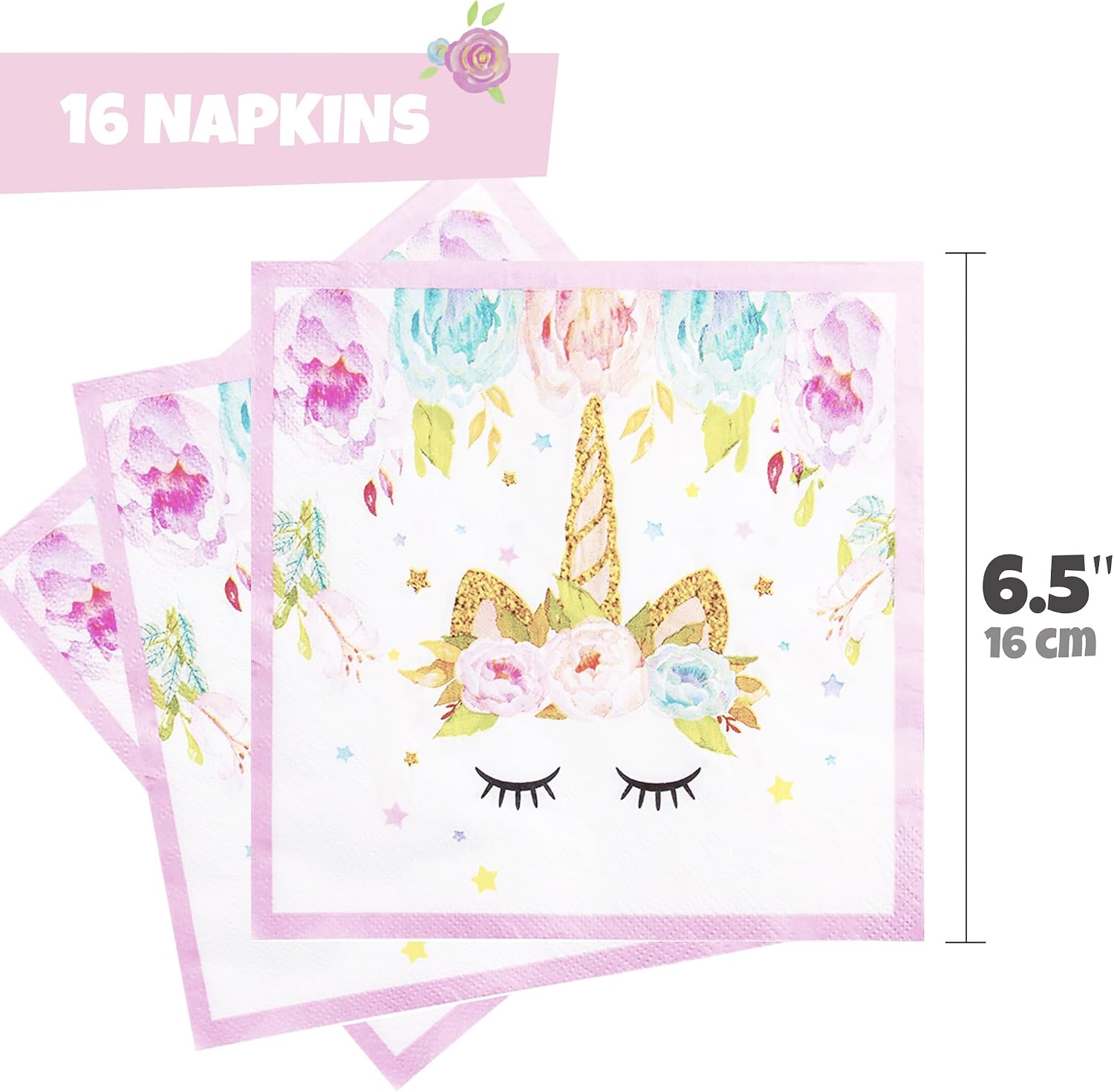 oneBest Unicorn Plates and Napkins, 16 Serves