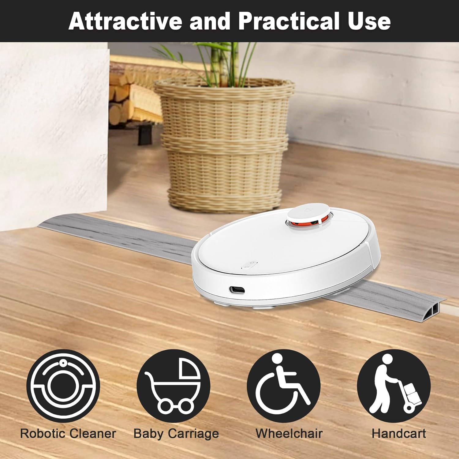 Floor Transition Strip, Self Adhesive Door Threshold for Doorway, Carpet Edging Trim Strip Vinyl Overlap Edge Reducer for Carpet, Tile, Threshold Ramp (1/5" to 2/5", Light Gray Wood Grain, 10FT)