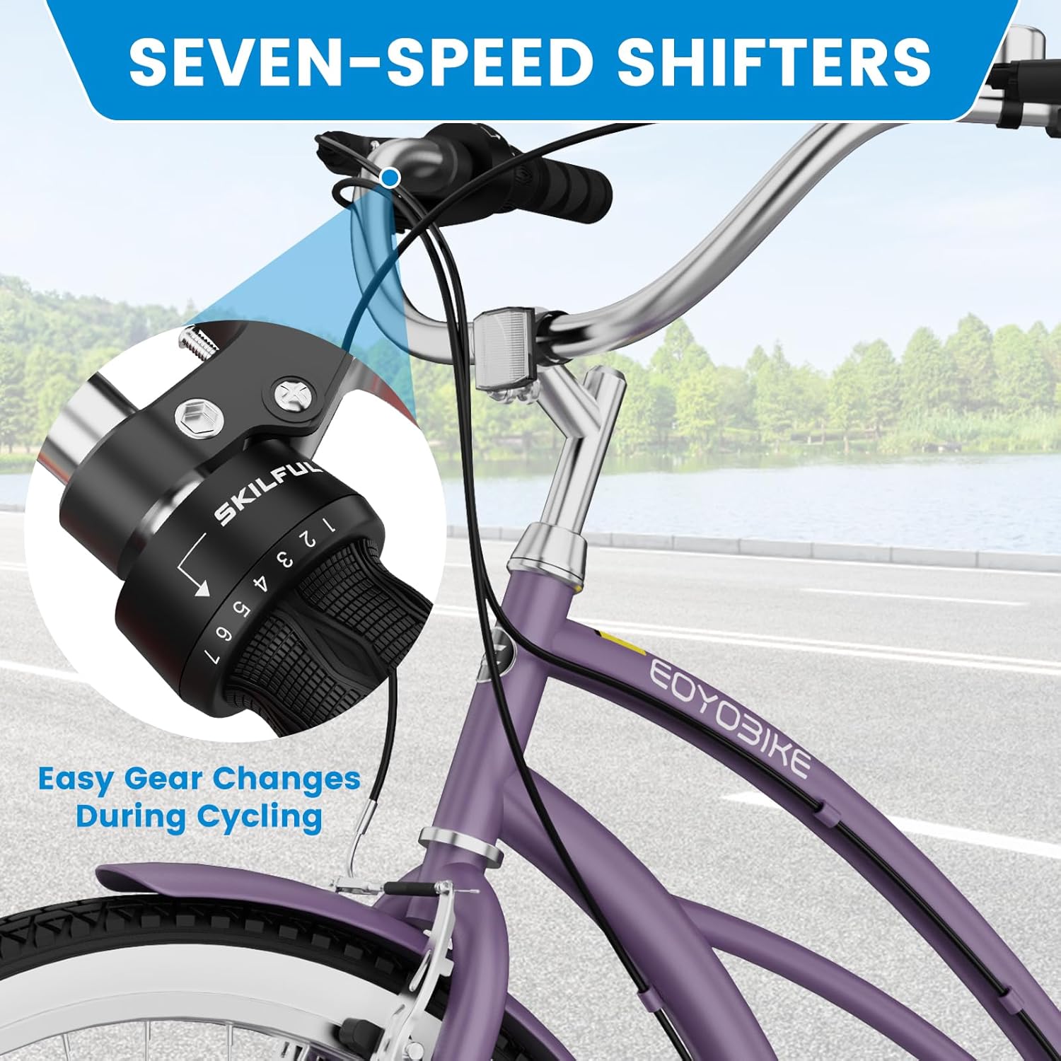 H&ZT 24” 26“ Adults City Bike, 7 Speed Beach Cruiser Bike, Hi-Ten Steel Frame, Front Basket, Rear Shelf, Classic Vintage, Ideal for Urban Commuting and Beach Rides