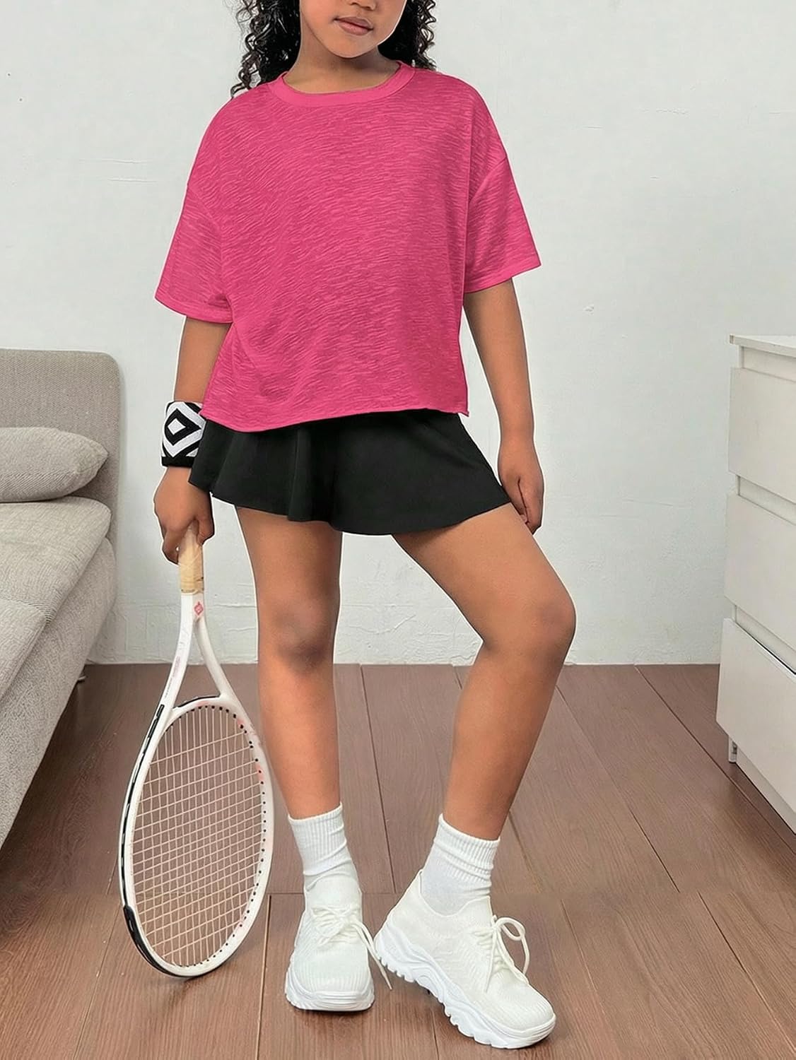 SOLY HUX Girl's Open Back Workout Tops Cute Short Sleeve Shirt Running Athletic T Shirts Summer Clothes