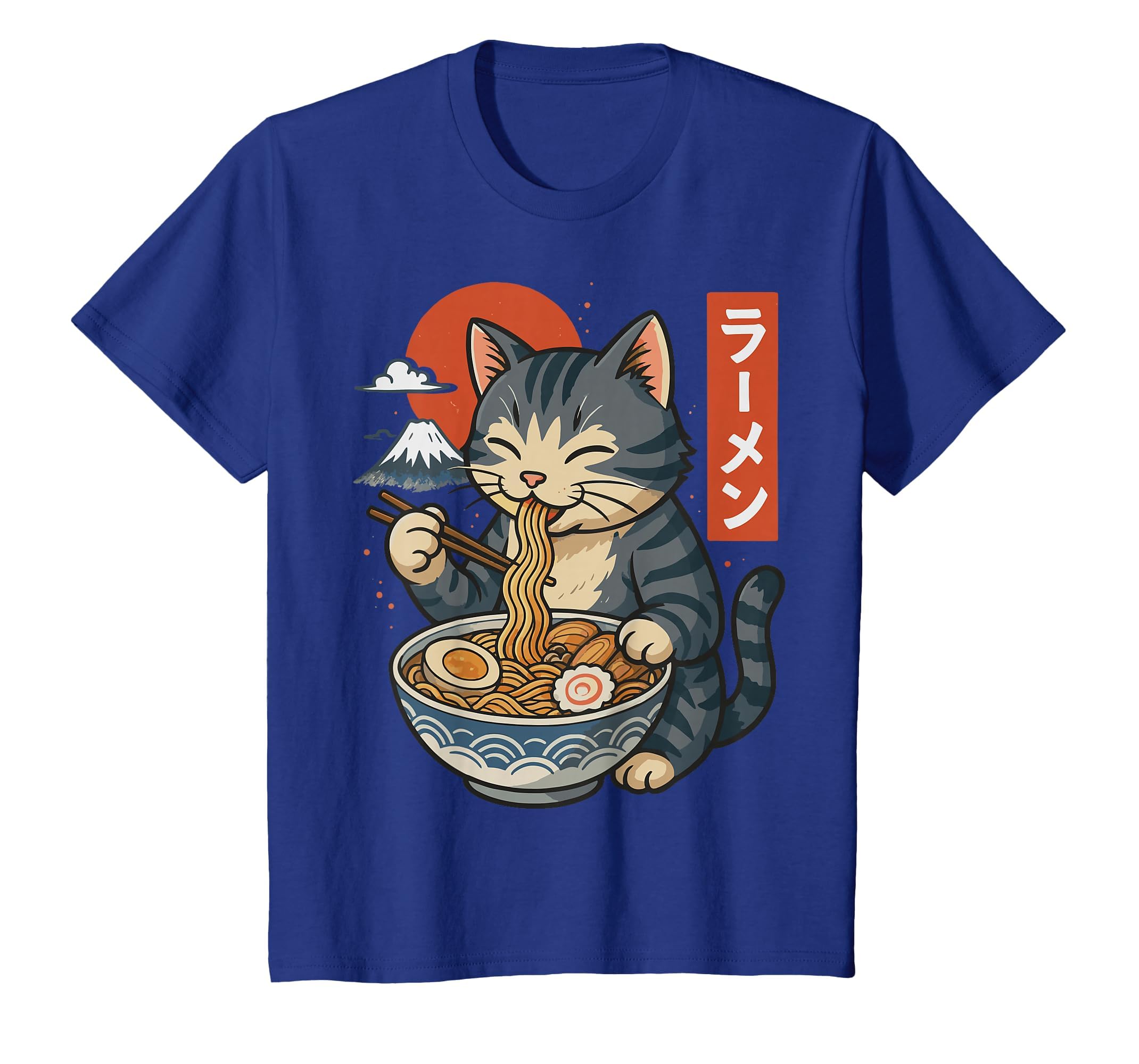 Anime Cat Eating Ramen Retro Kawaii Ramen Cat T-Shirt
