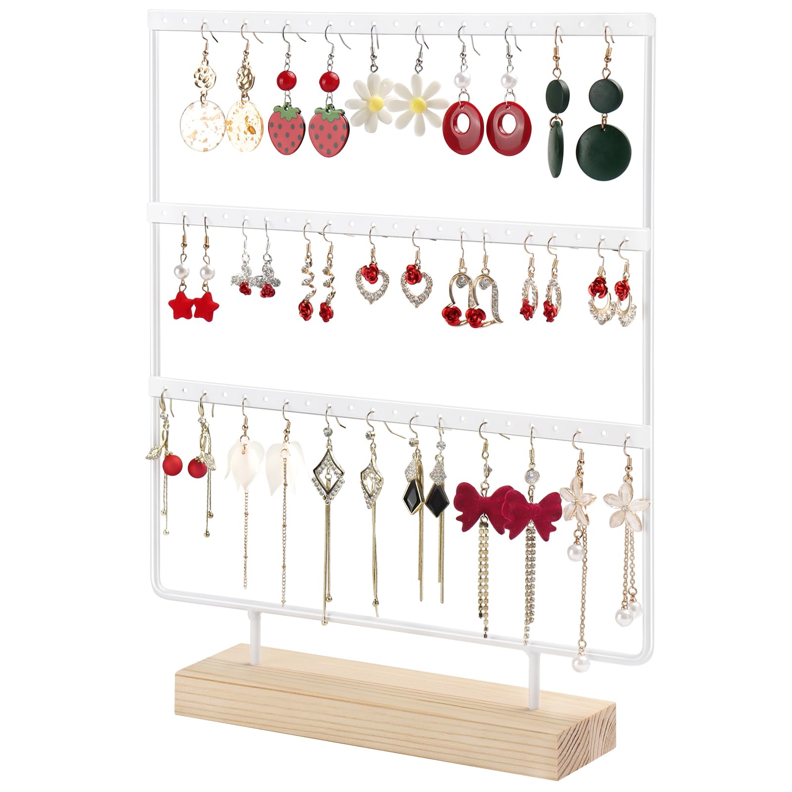 shidaishiye Earring Display for Vendors, Small Earring Holder Organizer Display Stand for Selling with 3 Tiers & 66 Holes