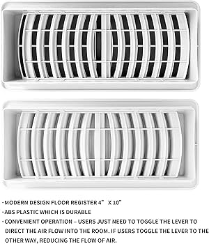 Tech Drive Bodenregister 7,6x25,4 Cm – Weiß, Aus Kunststoff, Mit Einstellbarem Luftstrom