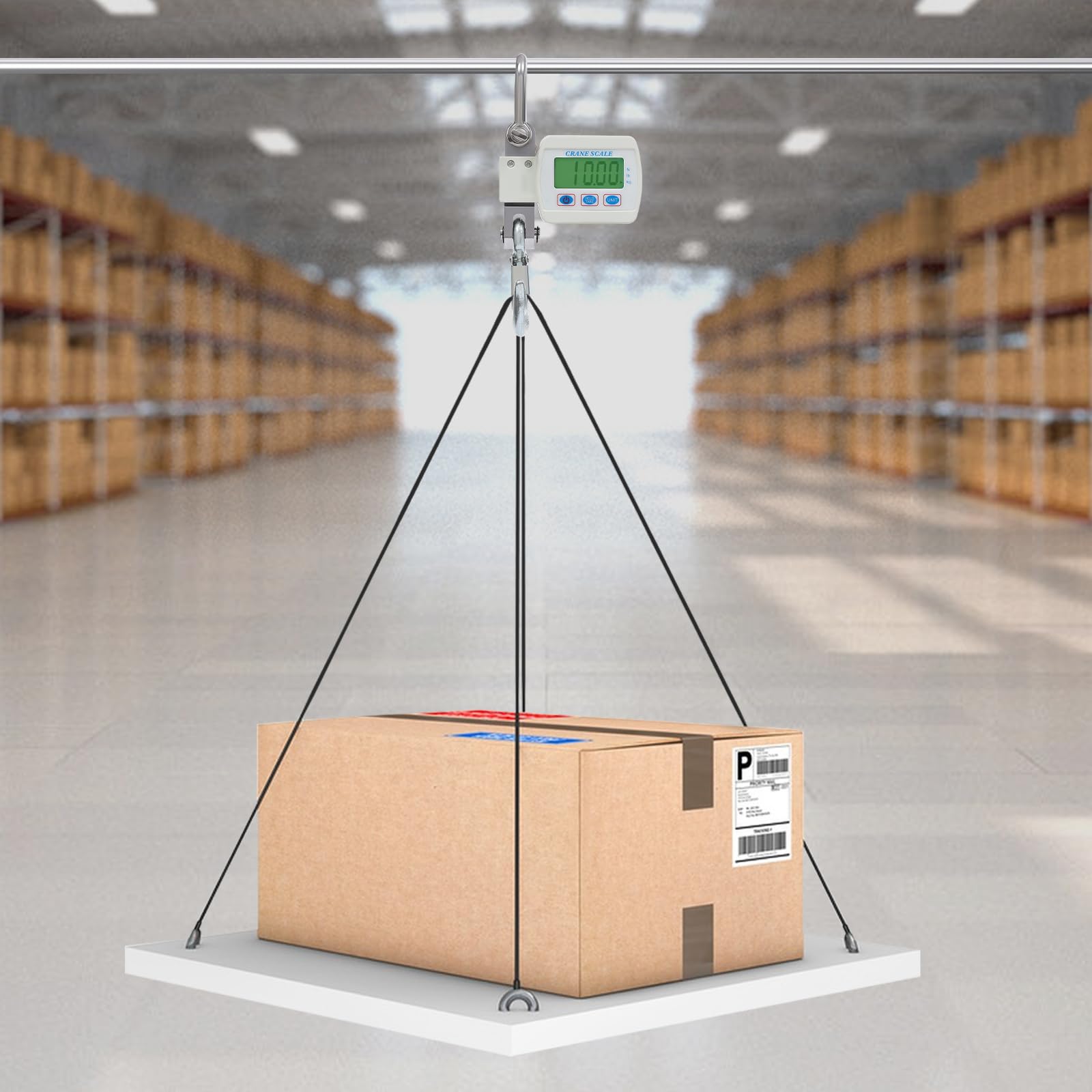 Báscula colgante digital de 500 kg, báscula electrónica colgante con sensor preciso y pantalla LCD, mini báscula portátil para granja, fábrica, caza
