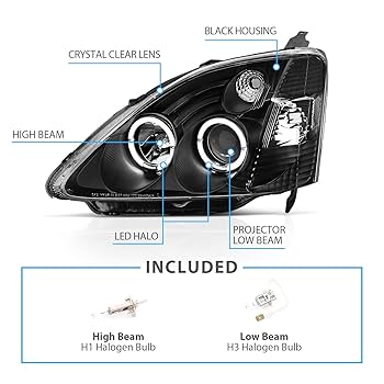 Amazon | AmeriLite プロジェクター ヘッドライト ハロ ブラック