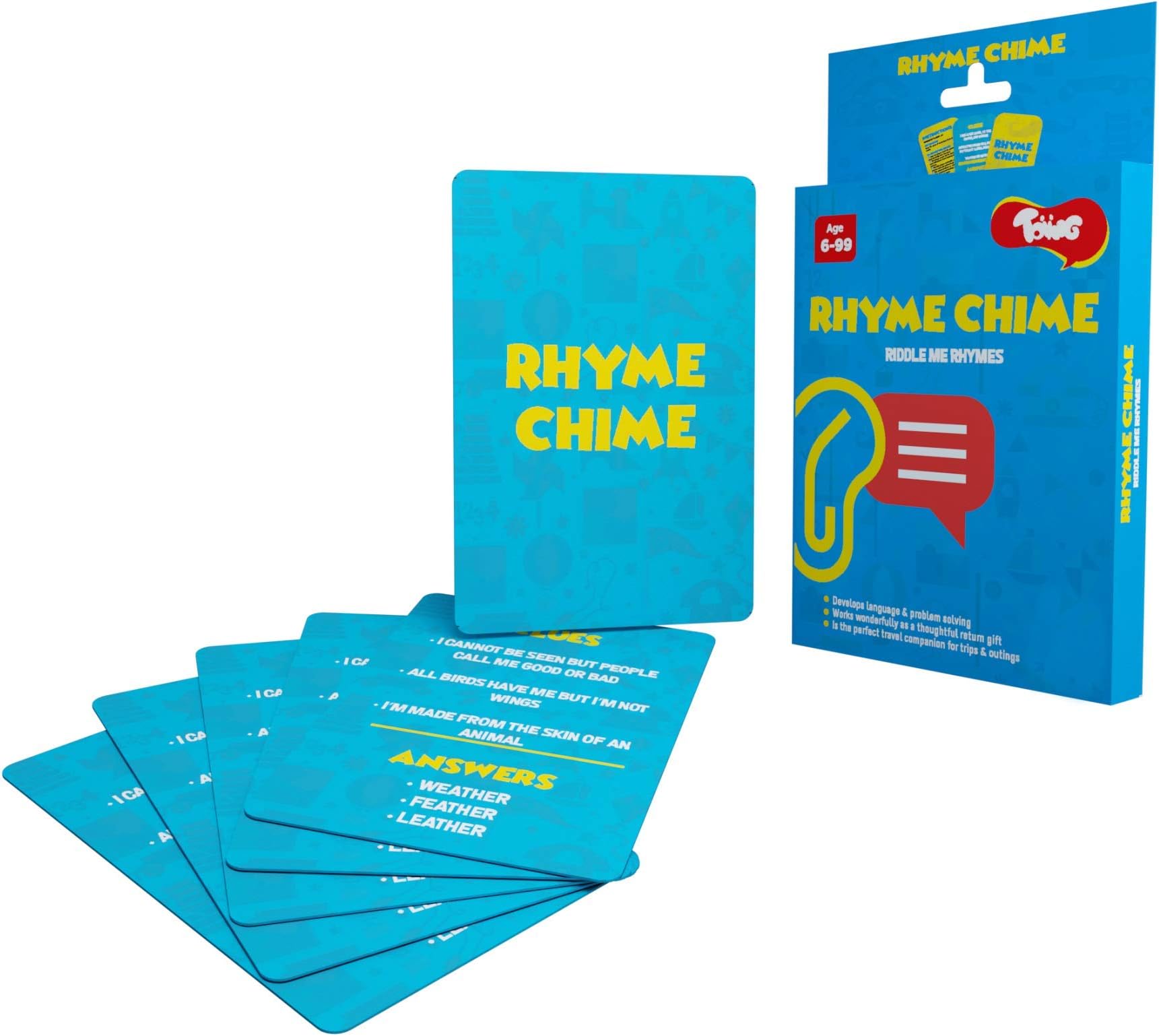 Toiing Rhyme Chime - Rhyming Riddles Card Game for Kids | Develops Vocabulary & Problem Solving | Age 5+ Years | Travel Friendly | Great for Return Gifts