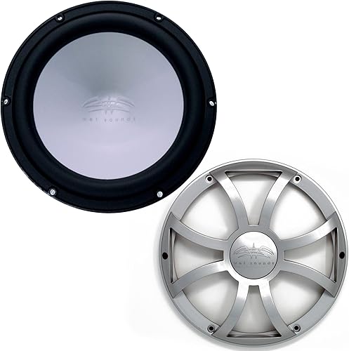 Wet Sounds Subwoofer marino negro de 12" con parrilla XS plateada