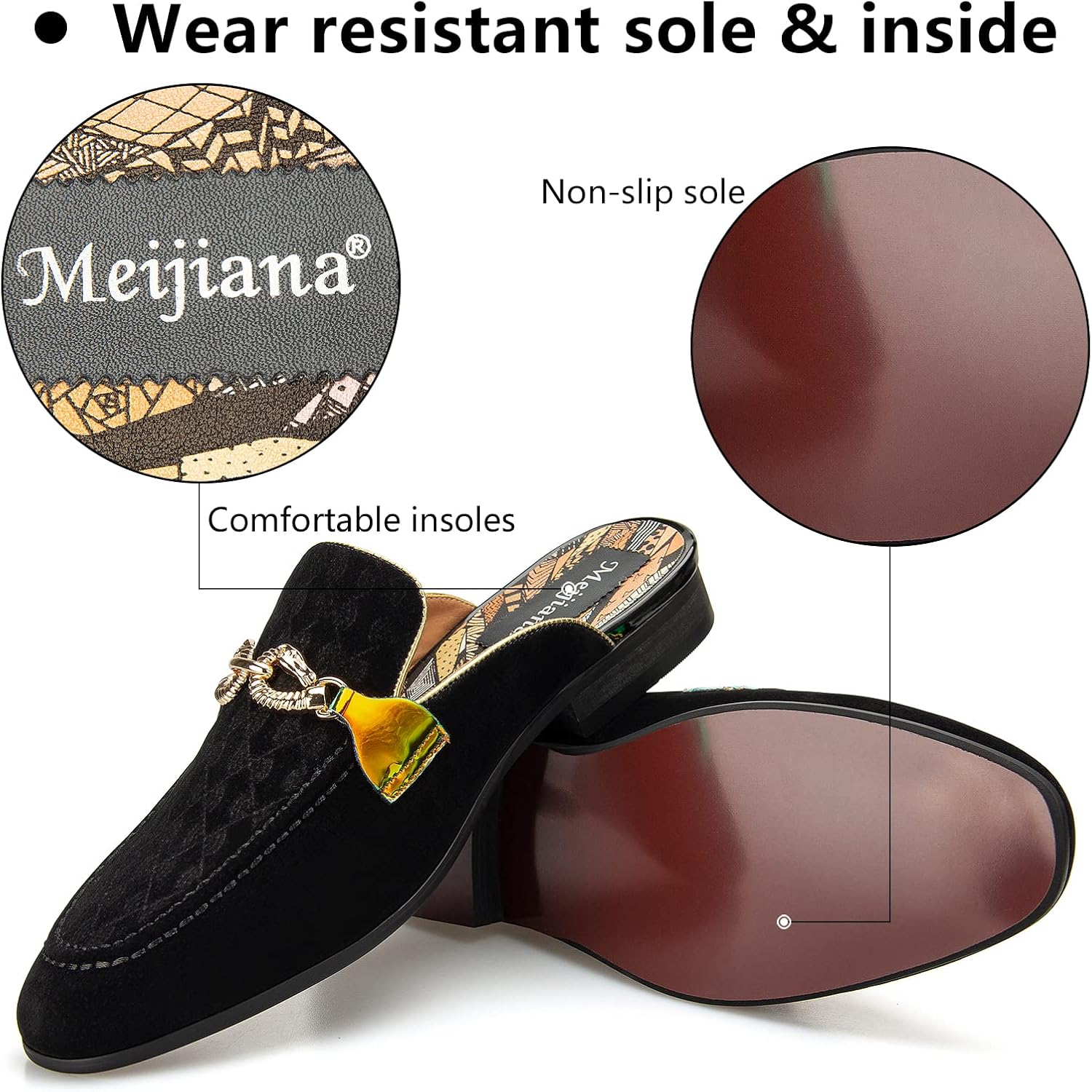 Meijiana Men's Slippers Slip-On Loafers Leather Formal Wear Casual Open Back Sandals - Image 4