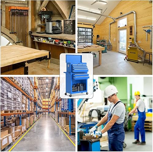 Miniatura 5 de Cofre de herramientas de alta capacidad de 8 cajones con 4 ruedas, caja de herramientas con cerradura y armario de almacenamiento de herramientas,