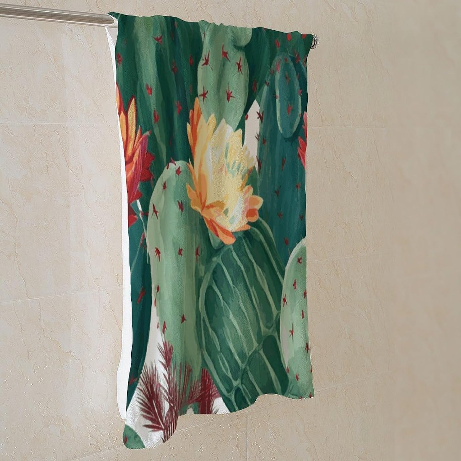 Cactus Tropical Plant Towel Vacation Accessories Essentials Soft Lighterweight，Bath Towel for Adults Women Men，Bath Towels Gift for All Occasions, Machine Washable.