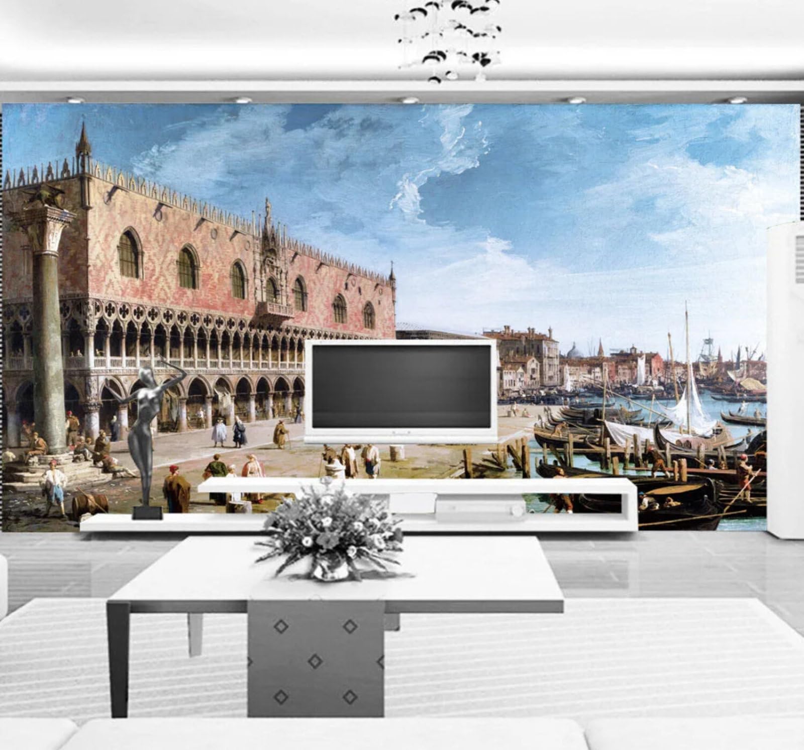 Vintage Three Dimensional Architecture Lakeside Pier 3D Wallpaper Easy Install Feature Office Living Room Sofa Bedroom TV Background Wall Decoration-250cm×170cm