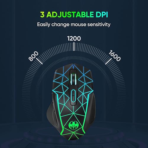 Miniatura 6 de Ratón inalámbrico, mouse Jiggler para computadora de escritorio, 2.4G USB inalámbrico PC ratones con mouse Jiggler mover, mouse recargable con luz