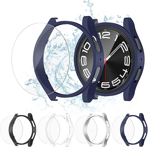 Meliya Paquete de 4+4 para Samsung Galaxy Watch 6 Classic - Funda protectora de pantalla de 1.772 pulgadas, funda protectora rígida de policarbonato