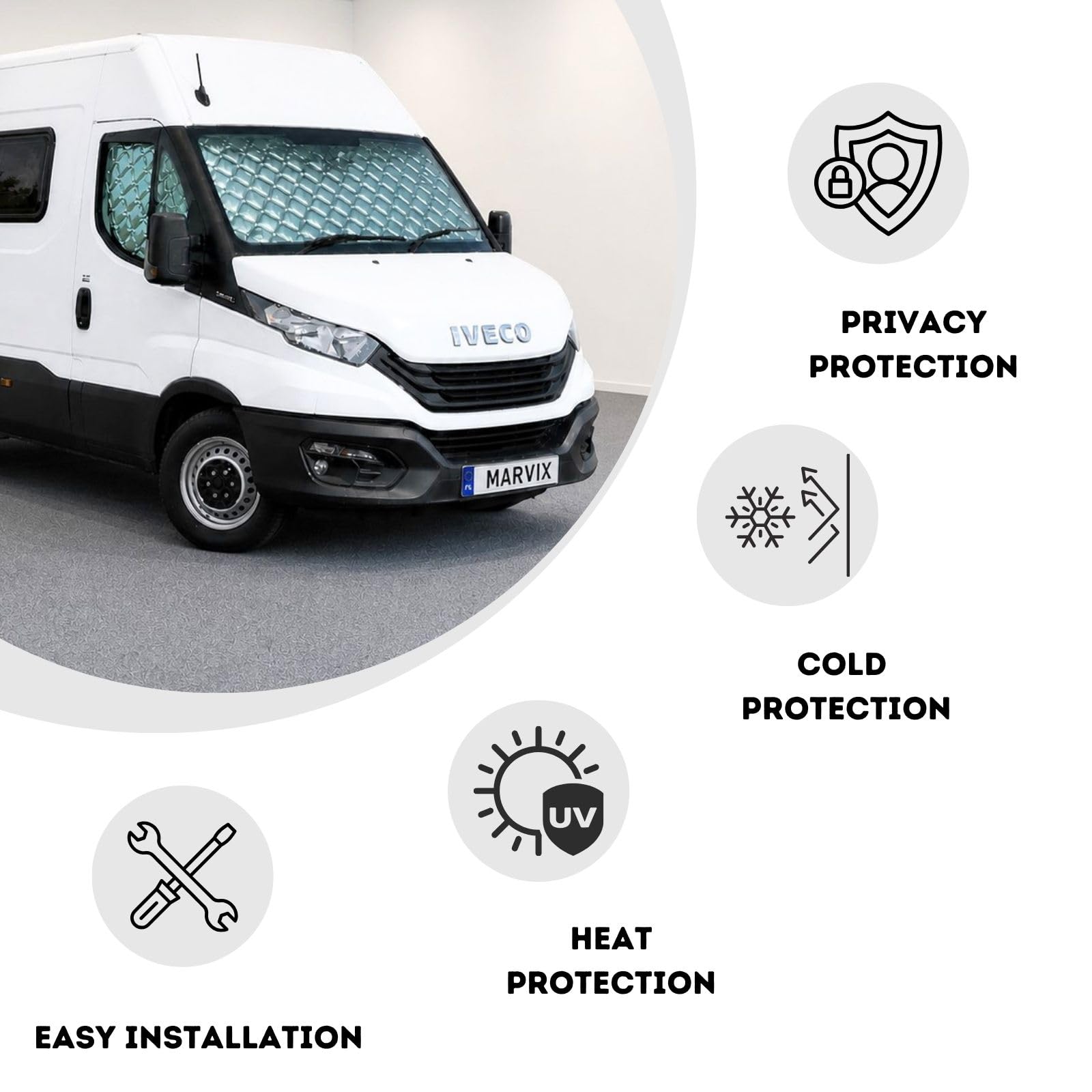 Marvix Copertura termica oscurante per cabina interna, 9 strati, copertura per finestra per Iveco Daily dal 2015 in poi, camper e camper