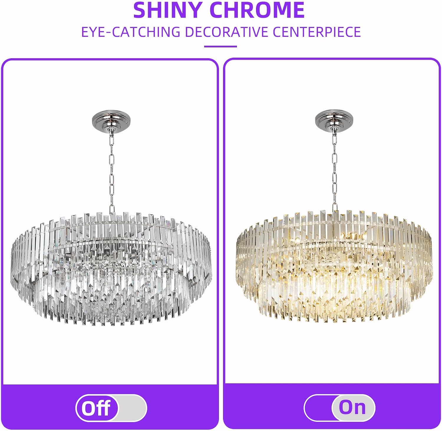 39" Modern Crystal Chandelier, 3-Tier Chrome Pendant Light with 17 Lights, Luxury K9 Crystal Ceiling Fixture for Dining Room Living Room Foyer