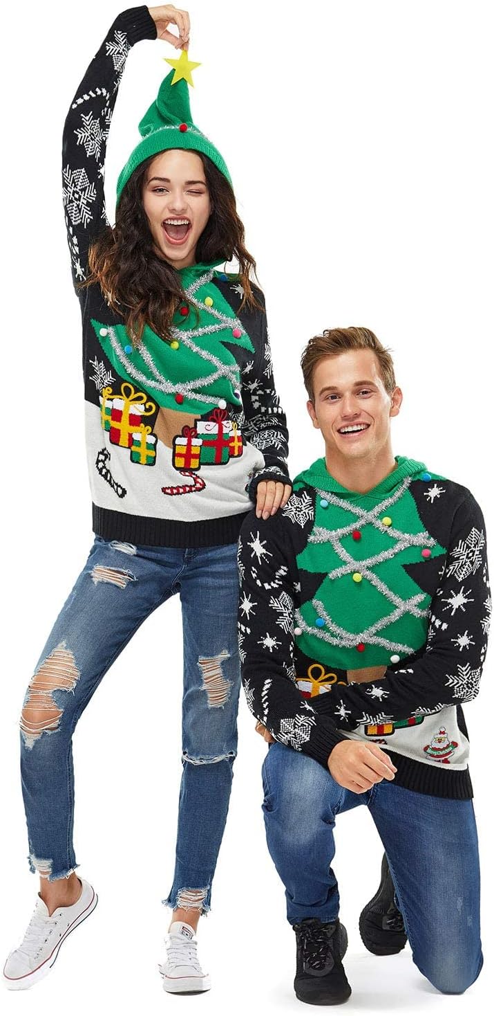 Women`s Ugly Christmas Sweater Unisex Novelty Santa Pullover Cardigan for Xmas Party Festive