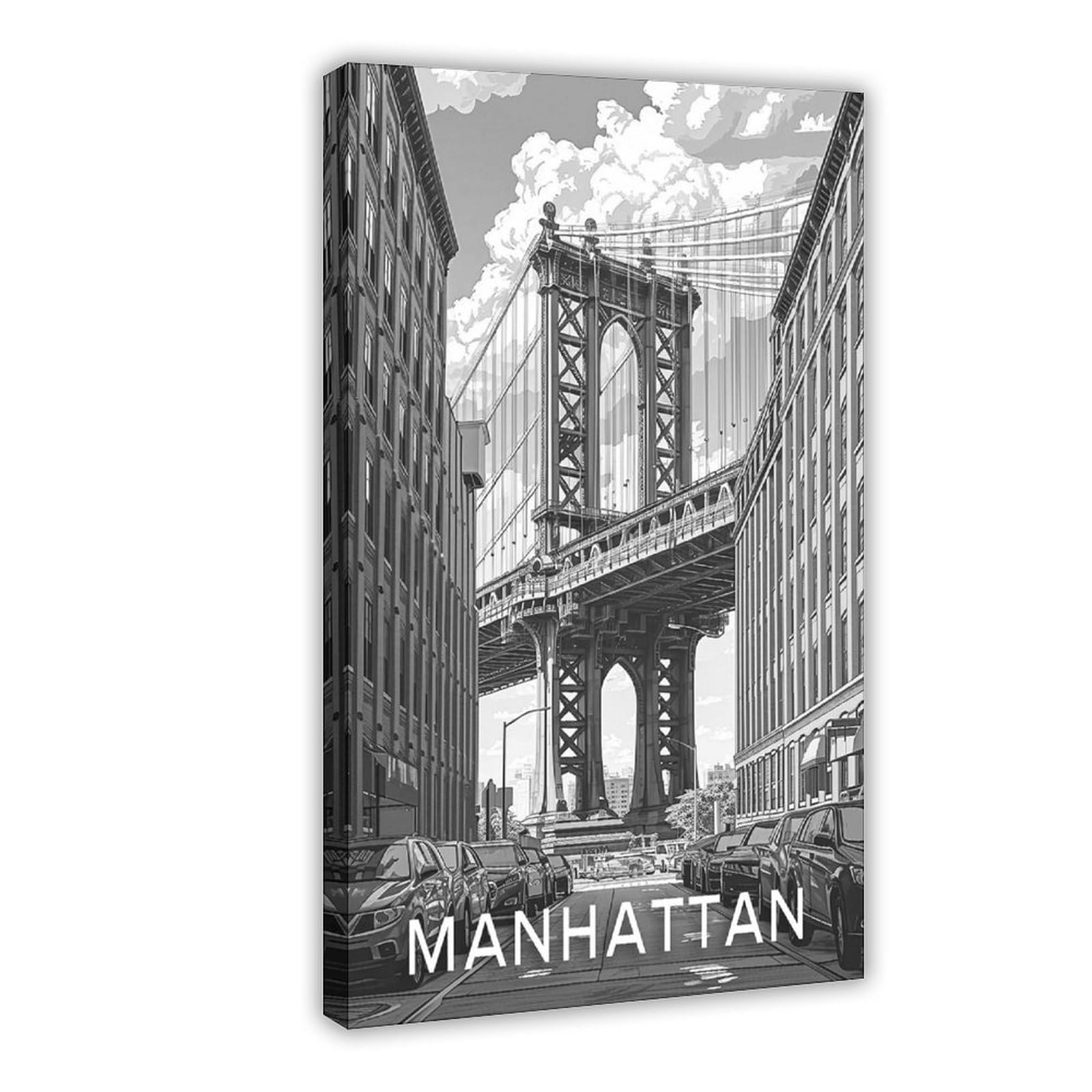 Bareronor Manhattan Bridge Canvas Poster Bedroom Decor Landscape Office Room Decor Gift 24" L X 36" W